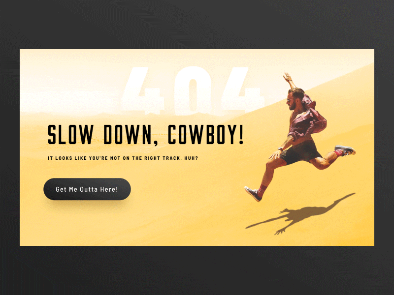 404 page concept: Slow down, cowboy!