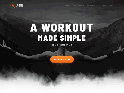 Landing page for a fitness trainer app