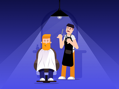 Barbershop Illustration barber barbershop app beard concept illustration mobile preloader splash vector web