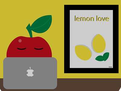 Lemon Love art design fruit hitrecord illustration laptop office vector work