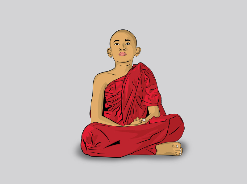 Young Buddhist Monk Cartoon Portrait by Arkar Than Naing on Dribbble