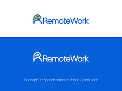 RemoteWork logo version 1 brand branding concept design graphic design icon identity logo person r logo remotework speechbubble typography visual design