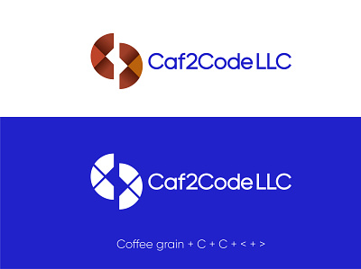 Caf2Code logo brand branding clean code coffee coffee grain concept corporate graphic design icon identity logo visual design