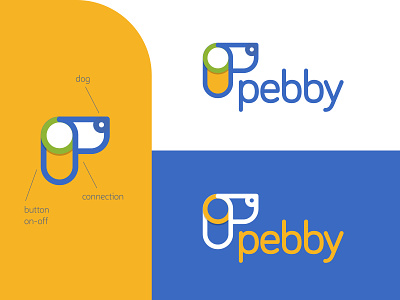 One of my logo designs for Pebby brand branding button clean concept connection design dog logo graphic design icon identity logo logodesign mark on off p letter pet startup tech visual design