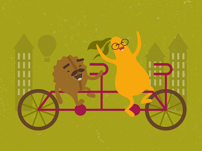 Walnut & Pear illustration bike food illustration ingredients pear perfect match tandem bike vector walnut