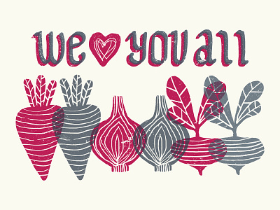 4000 Followers illustration beetroot carrot faded colours illustration love onion overlap thank you veggies