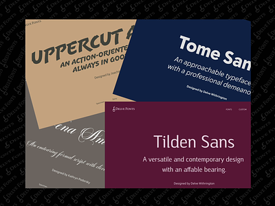 Delve Font Specimens Pages branding color typography ui web website
