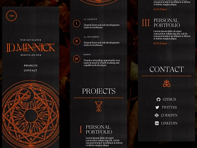 Tarot-Inspired Personal Site Concept (Mobile) dark mode mobile ui occult responsive tarot tarot card ui web design website