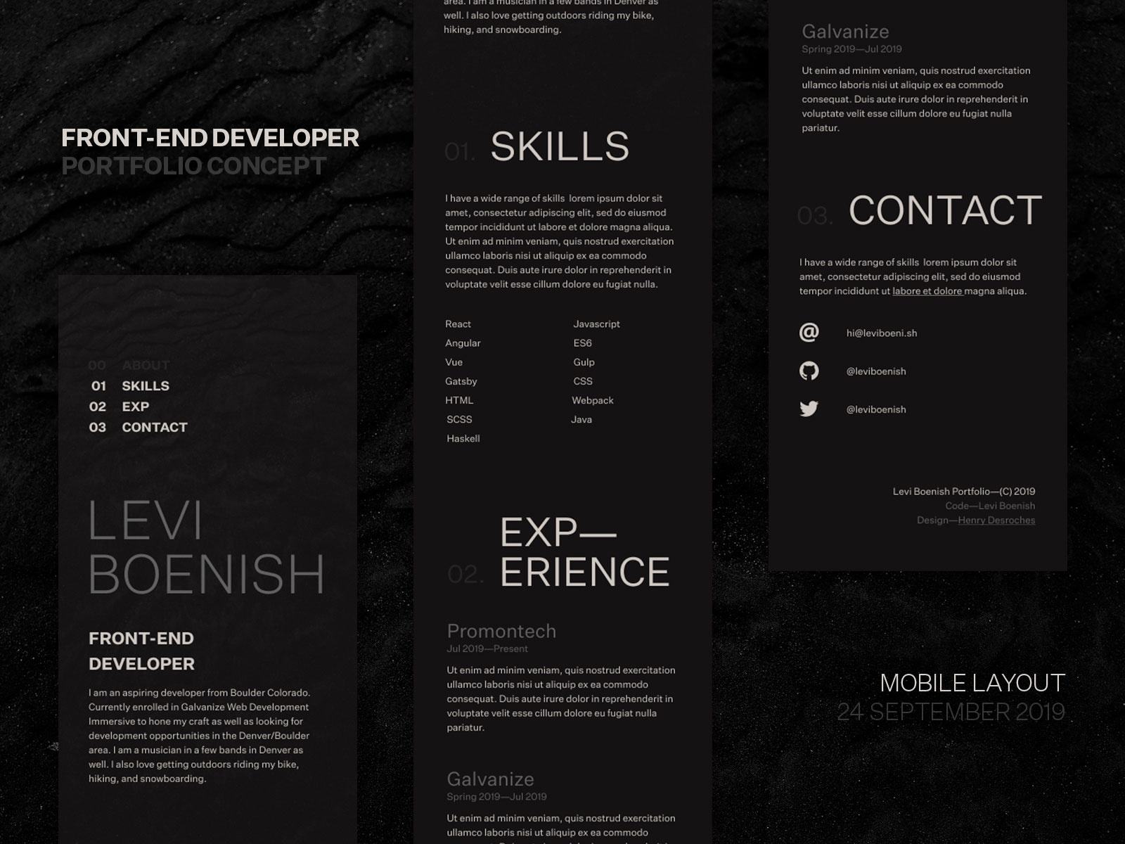 Front end Developer Portfolio Site Mobile By Henry Desroches On Dribbble