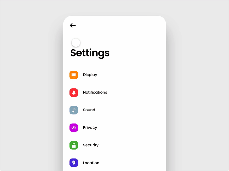 Settings (Day 007) 007 adobe xd animation app daily 100 challenge dailyui dailyui 007 dailyuichallenge flat mobile mobile app design ui ui design user experience user interface ux ui