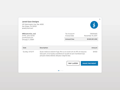 Day 46 – Invoice 046 card dailyui get paid invoice payment popup slider ui uidesign user interface web design