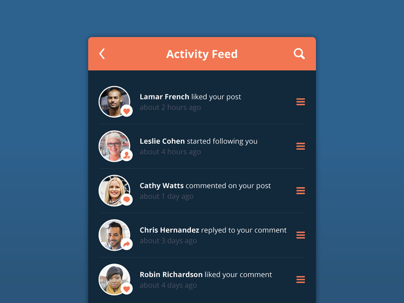 Day 47 – Activity Feed by Jared Gase on Dribbble