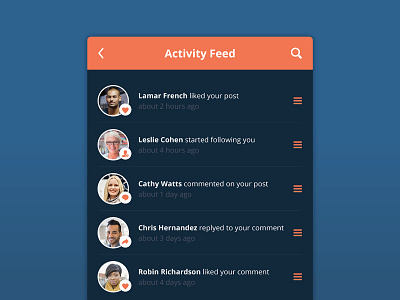 Day 47 – Activity Feed by Jared Gase on Dribbble