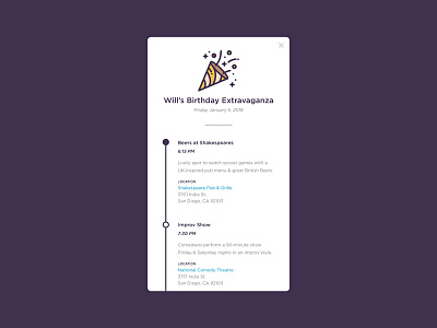 Day 79 – Itinerary 079 beers birthday breakdown calendar dailyui event itinerary mobile party user interface web