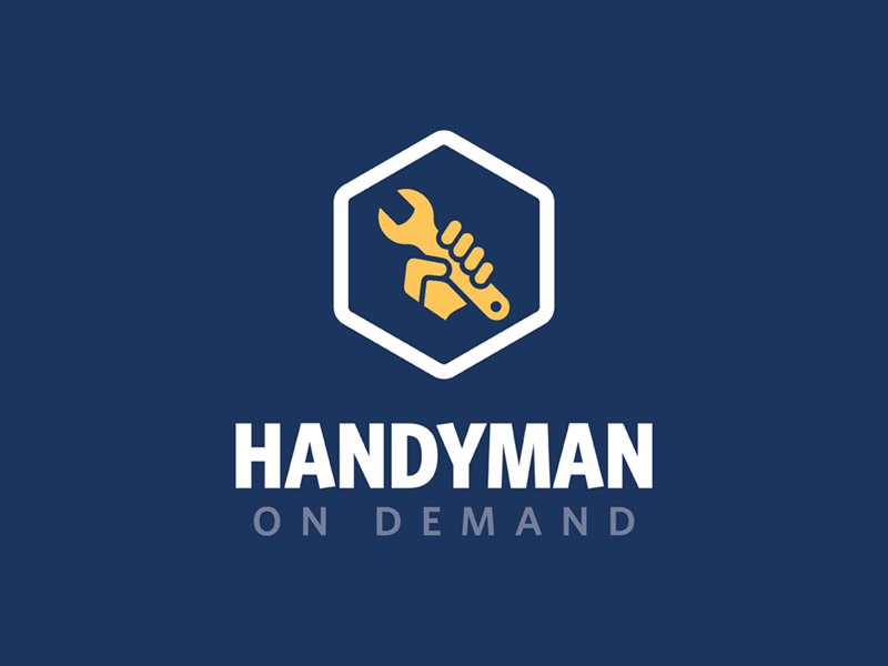 Handyman on Demand Logo handy maintenance service modern logos logo on demand power fist wrench handyman design clean