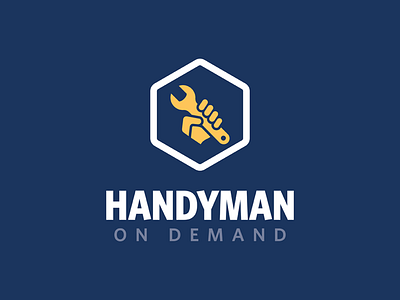 Handyman on Demand Logo clean design handy handyman logo logos maintenance modern on demand power fist service wrench
