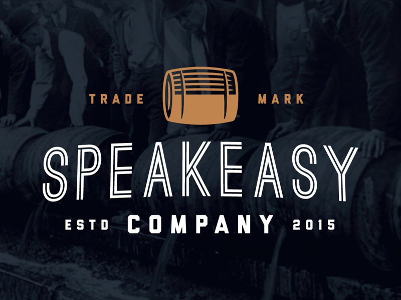 Speakeasyco Logo old school 1920 cocktail hipster prohibition alcohol speakeasy barrel simple flat clean logo