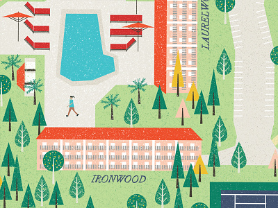 Illustrated Map illustrated map people pool trees