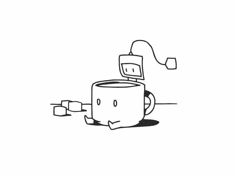 Tea time. animation cel character frame by frame tea