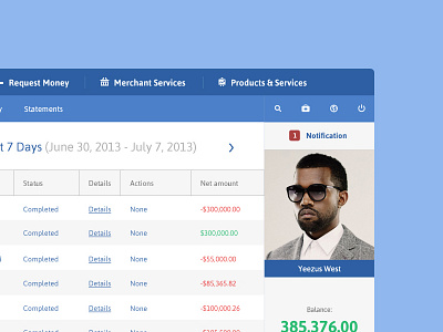 Paypal Redesign Preview 2 banking blue flat kanye money paypal redesign ui ux web design west