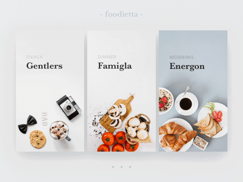 Foodietta - Shop concept animation cards clean creative grid interaction motion pastel shop style transition ui