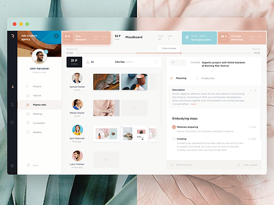 Rindo - Dashboard concept account cards chart clean creative dashboard grid pastel profile schedule style ui