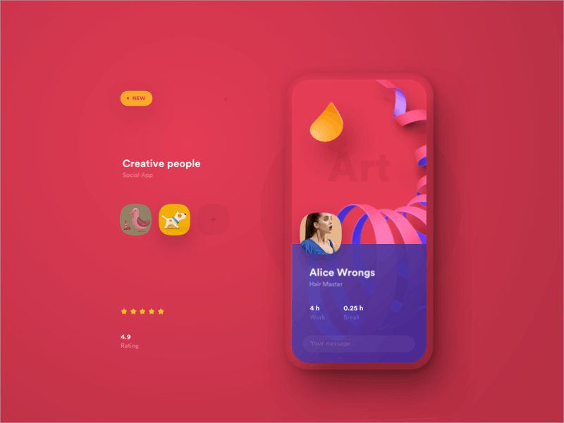Creative Pulse violet user concept inspiration health red clean minimalist interaction animation muzli 3d art 3d icons sqircle app social network creative colorful bright
