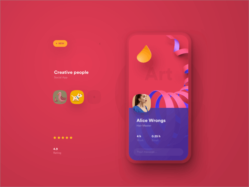 Creative Pulse 3d 3d art animation app bright clean colorful concept creative health icons inspiration interaction minimalist muzli red social network sqircle user violet