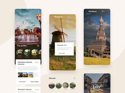 Ukraine Travel Guide 3d animation app card clean concept creative grid guide interaction layout minimal mobile navigation sturtup style travel typography ui ux