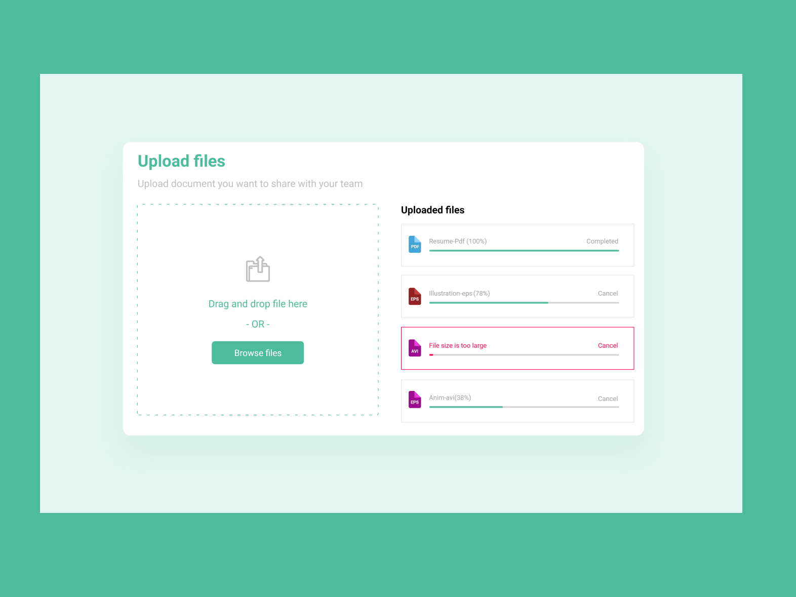 File Upload Page by paul Adesola on Dribbble