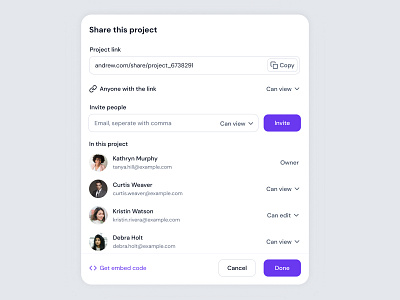 Share project modal design modal ui ux