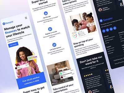 Eazypay - Mobile Landing page banking financial landing page mobile ui