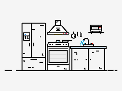 Kitchen flat illustrator kitchen lines minimal