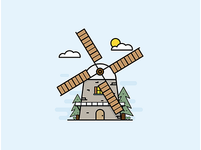 Windmill clean illustration lines windmill