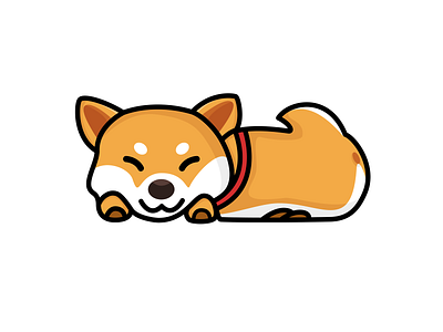 Shiba cute dog drawing flat illustration shiba simple