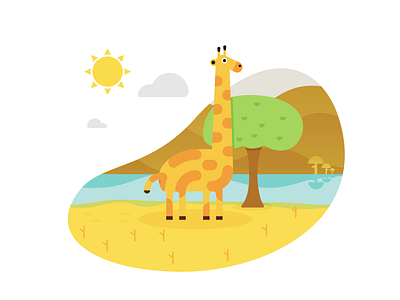 Giraffe animal design flat illustration simple vector