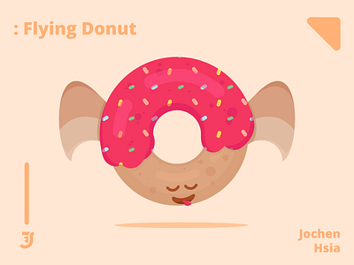 Flying Donut cute design donut dough doughnut drawing flat flying illustration nut sweet sweets tasty ui ux