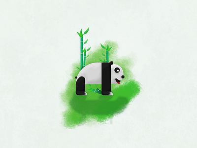 Panda affinity animal bamboo brush cute designer drawing flat green illustration panda