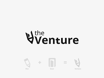 The Venture Logo affinity branding design designer door drawing flat illustration ink logo pen pencil simple vector venture