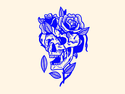 Skull and flowers belgium denys dribbble illustration schelfhaut skull tatoo