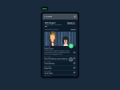 Hulu Episodes Microinteraction app design hulu interface microinteraction principle sketch tv video