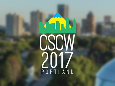 CSCW Logo 2017 blue branding event green logo portland skyline typography yellow