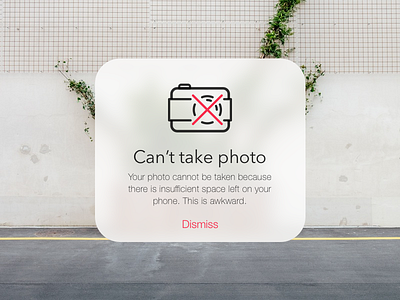 Camera Error Pop-Up Message 016 camera dailyui dank design error image ios photo popup ui