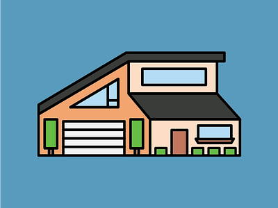 Modern House 021 blue design flat home house illustration line art modern simple vector