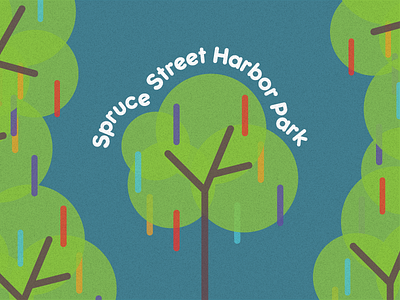 Spruce Street Harbor Park clean design harbor line art logo park poster spruce street texture tree typography vector