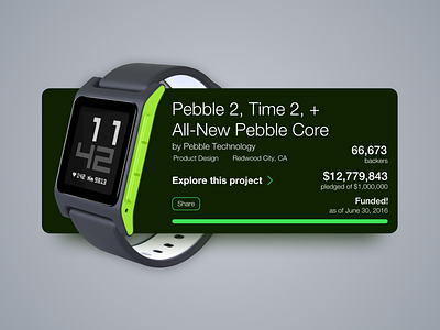 Crowdfunding Campaign 032 crowdfunding campaign dailyui design interface kickstarter pebble ui