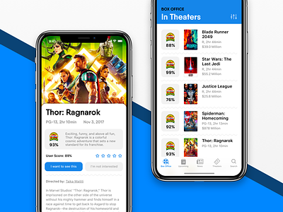 Movie App Concept 🍿 app flixter interface ios iphone x movies rotten tomatoes ui