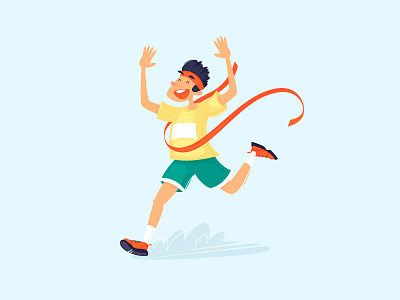 Winner athletic best cartoon character color competition design flat illustration man muscle runner sport vector winner