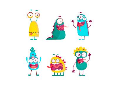 Monsters, characters art character color design draw flat freelancing illustration illustrator portfolio