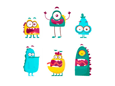 Monsters characters art character color design draw flat freelancing illustration illustrator monsters portfolio